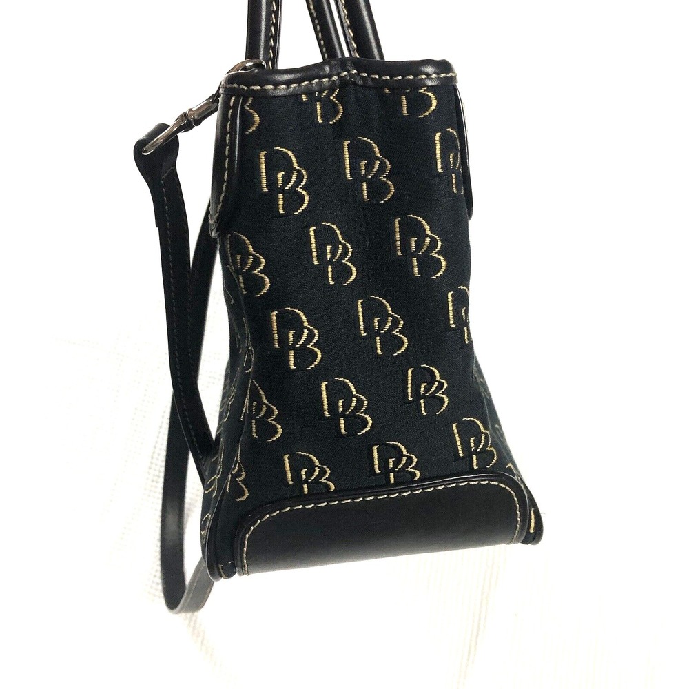 DOONEY & BOURKE Shadow Signature Shoulder Hand Bag Black Gold removable strap - Picture 5 of 16
